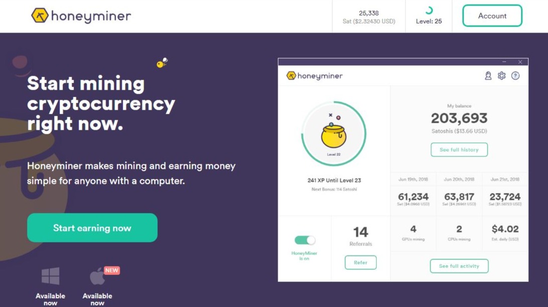 Honeyminer —The New Mining App to Earn BTC with a Laptop - UseTheBitcoin