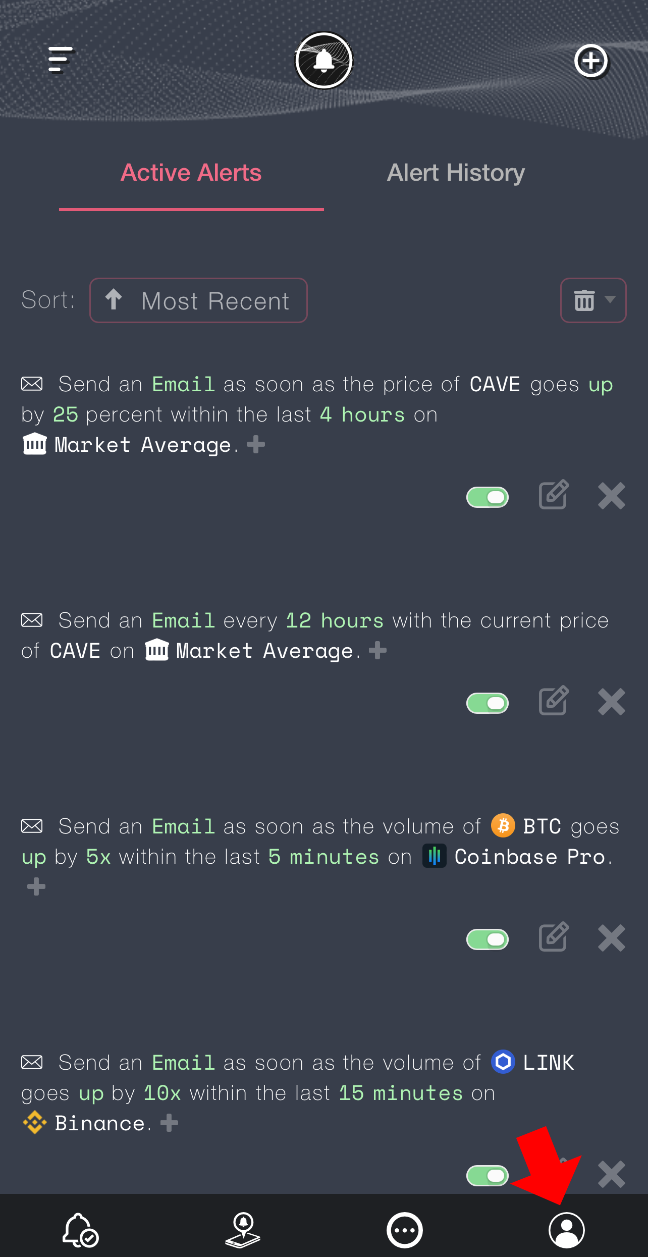 Crypto App - Bitcoin Altcoin Price Alerts Tracker