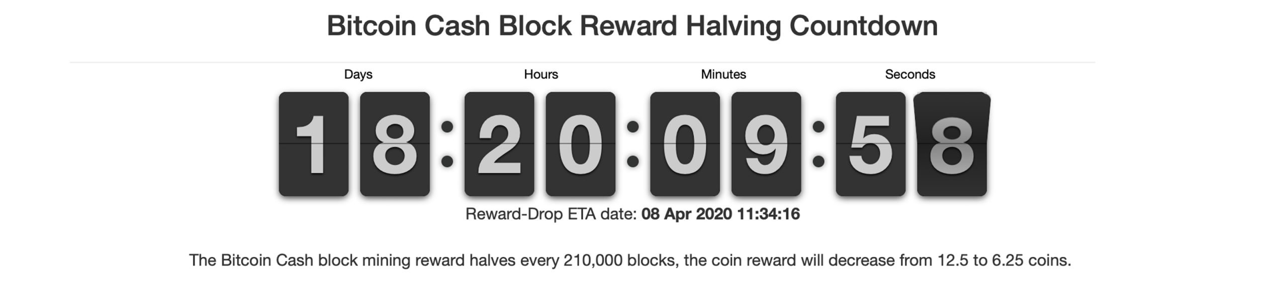 Upcoming Bitcoin Cash Halving Date - BCH Halving Countdown