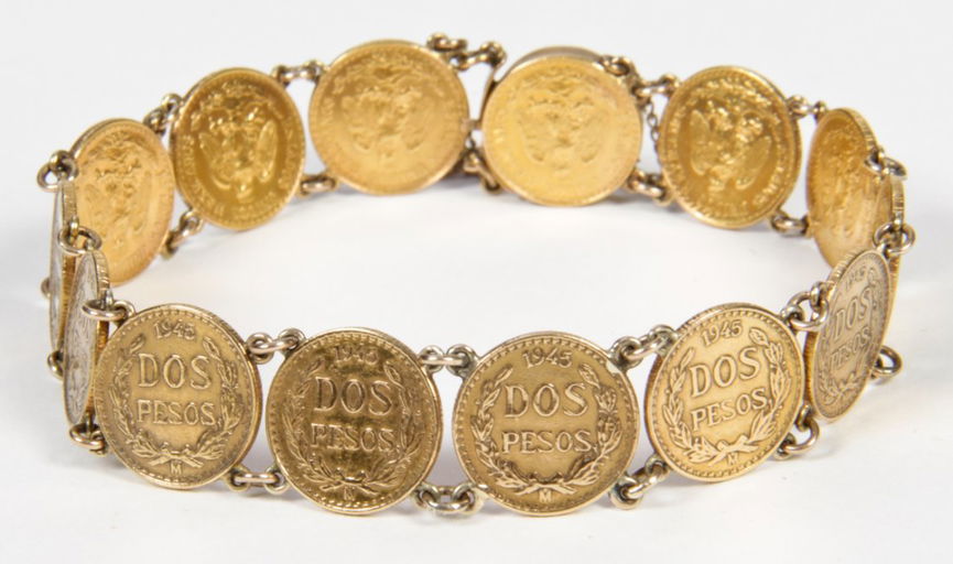 Two Peso Gold Coin Bracelet | ctw, ctw | 7