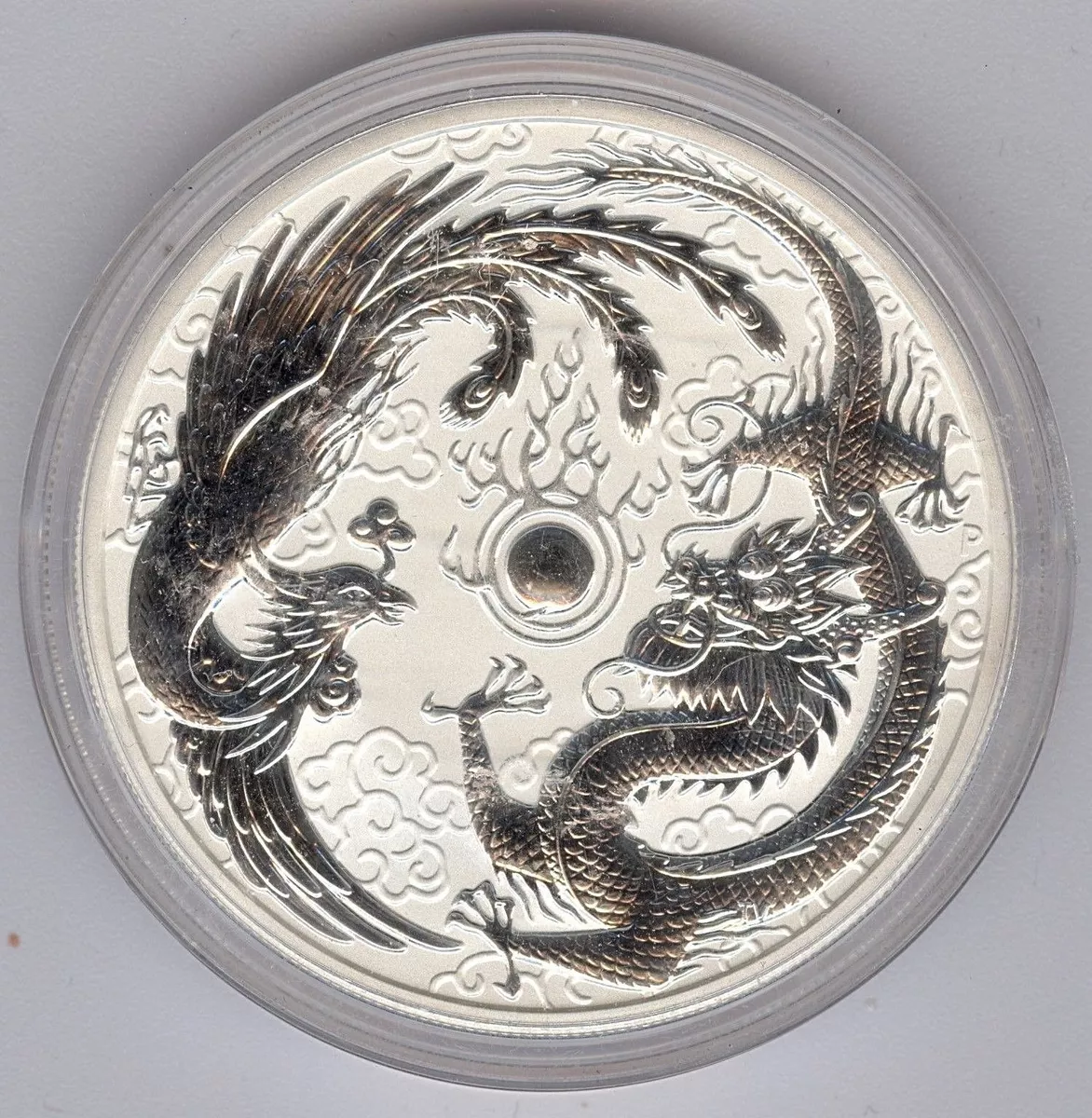 $1 Dragon & Phoenix 1oz Silver High Relief Proof Coin - Town Hall Coins and Collectables