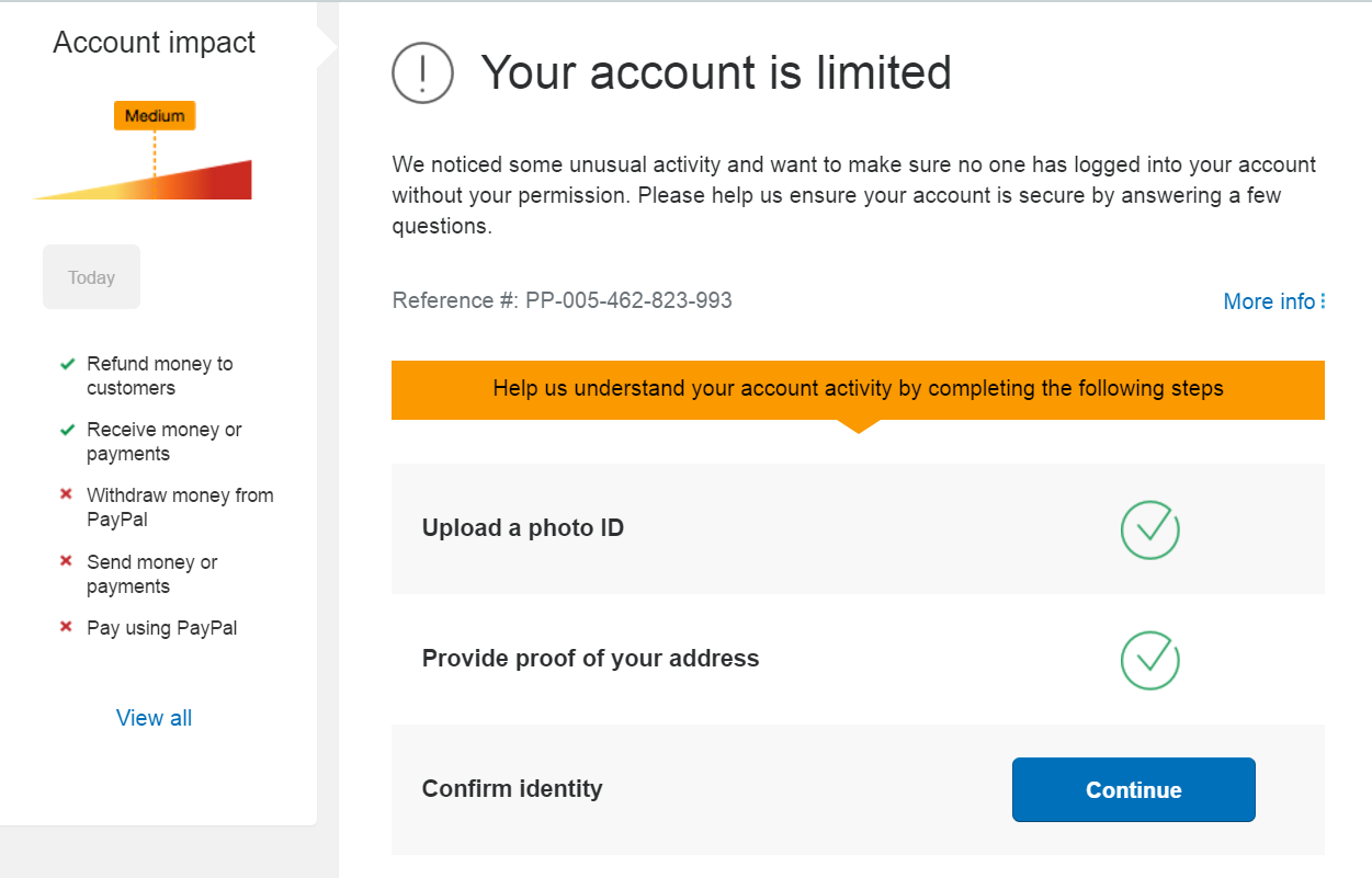 How do I remove a limitation from my account? | PayPal GB