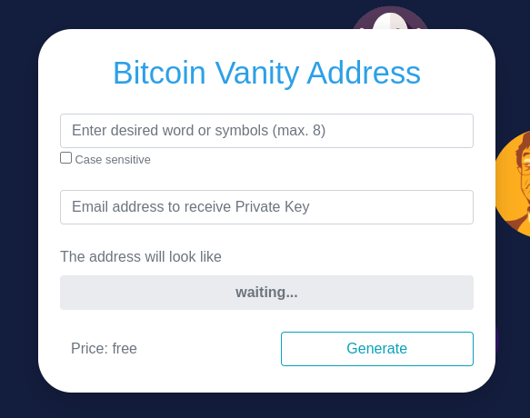 Vanity BTC | Bitcoin vanity address generator