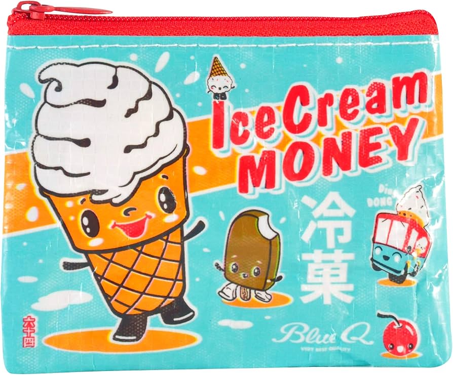 Ice Cream Money Blue Q Coin Purse - Penny Black