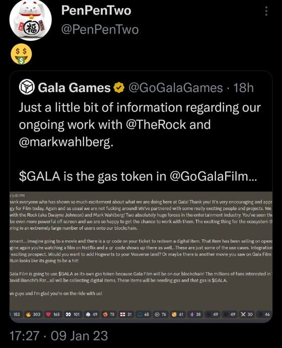 GALA Coin Price Spikes % on Hollywood Partnerships…