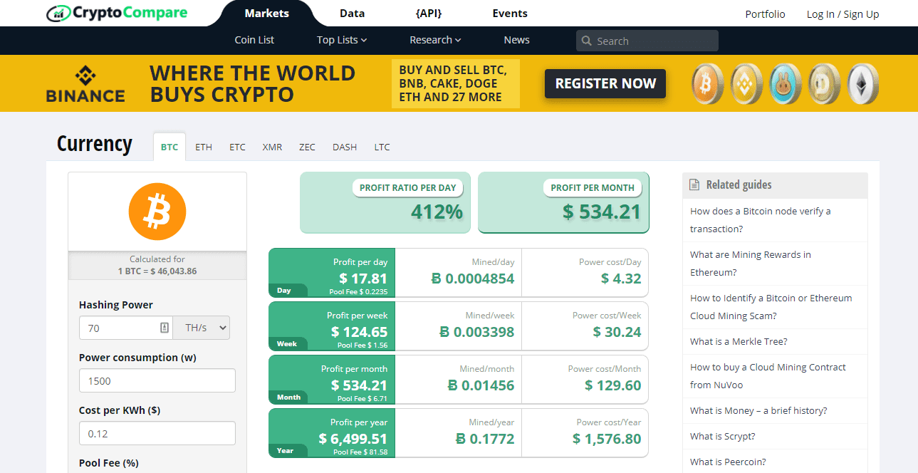 Bitcoin Mining Profitability Calculator (Updated )