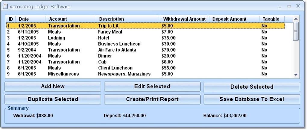 Accounting Ledger Software - Download