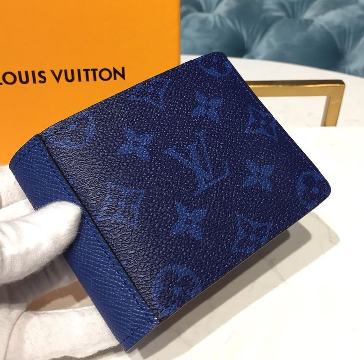 Louis Vuitton Blue Taiga Leather Multiple Wallet