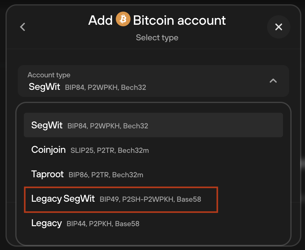 What type of Bitcoin address should I use?