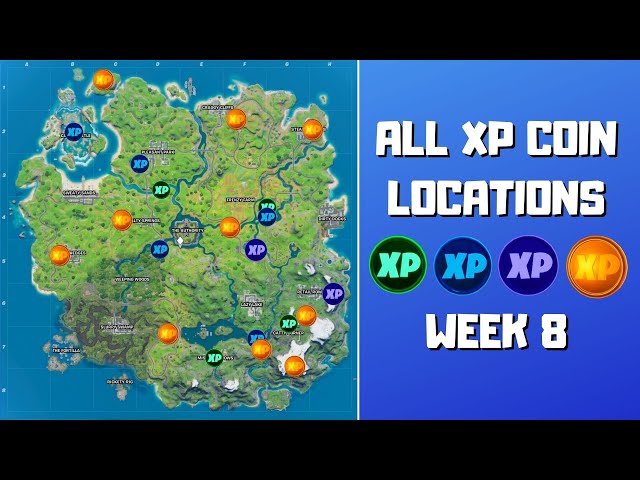 All XP Coin locations Fortnite Chapter 2 Season 5 Week 10 - Green, Blue, Purple, and Gold - Gamepur