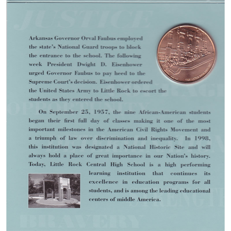 P LITTLE ROCK DESEGREGATION BU SILVER DOLLAR COIN & MEDAL COMMEM – Fox Valley Coins, Inc.