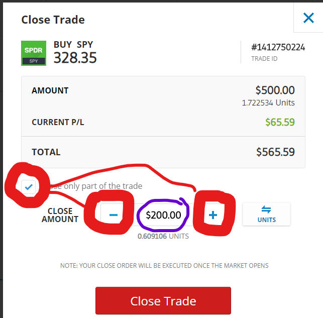 UPDATED: How to close only part of a trade on eToro