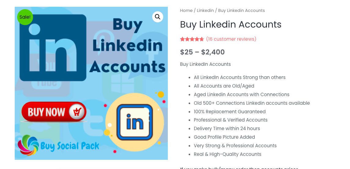 Buy LinkedIn Accounts - Bulk,PVA & Aged - SocialAppsHQ