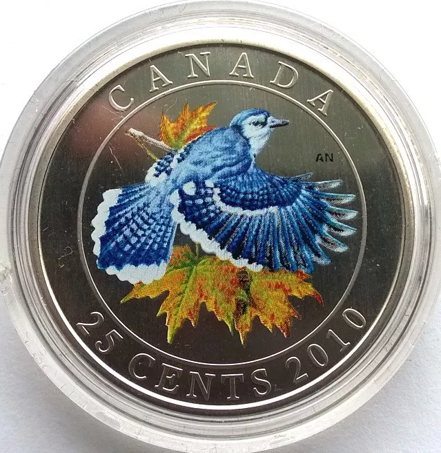 Canada: 25 Cents Blue Jay Coloured Coin - London Coin Centre Inc.