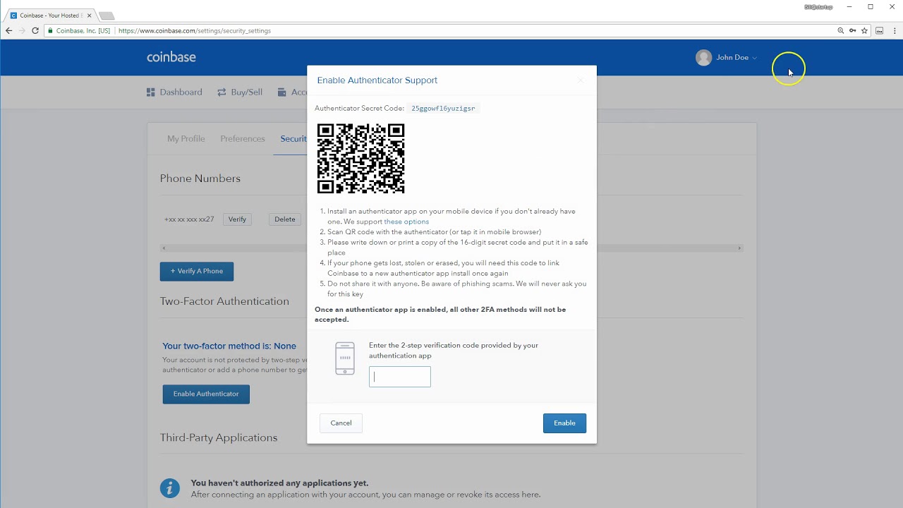 How to enable 2-step verification for Coinbase