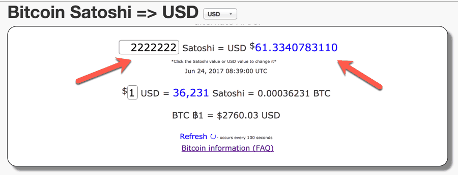 Satoshi to USD / BTC Converter & Calculator