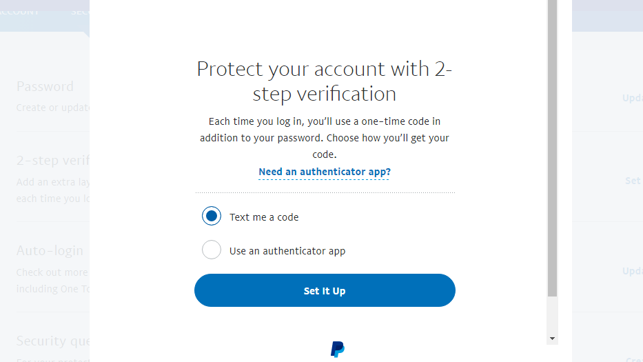 What is 2-step verification and how do I turn it on or off? | PayPal BA