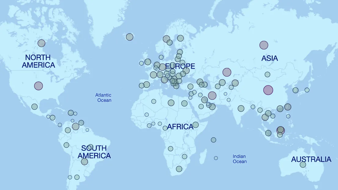 Cambridge Blockchain Network Sustainability Index: Mining Map: Visualisation