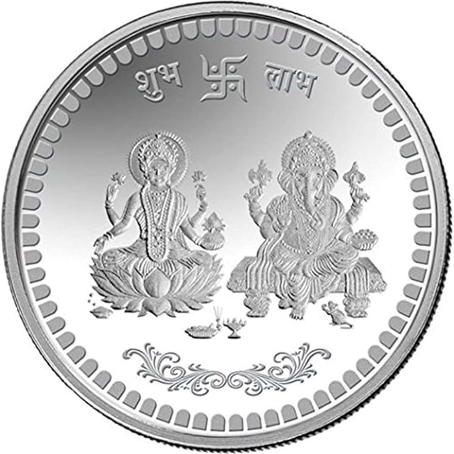 G Ganesh Lakshmi Silver Coin | Raj Jewels