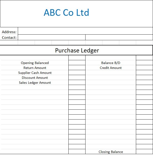 Purchase Ledger Template | Free Word Templates