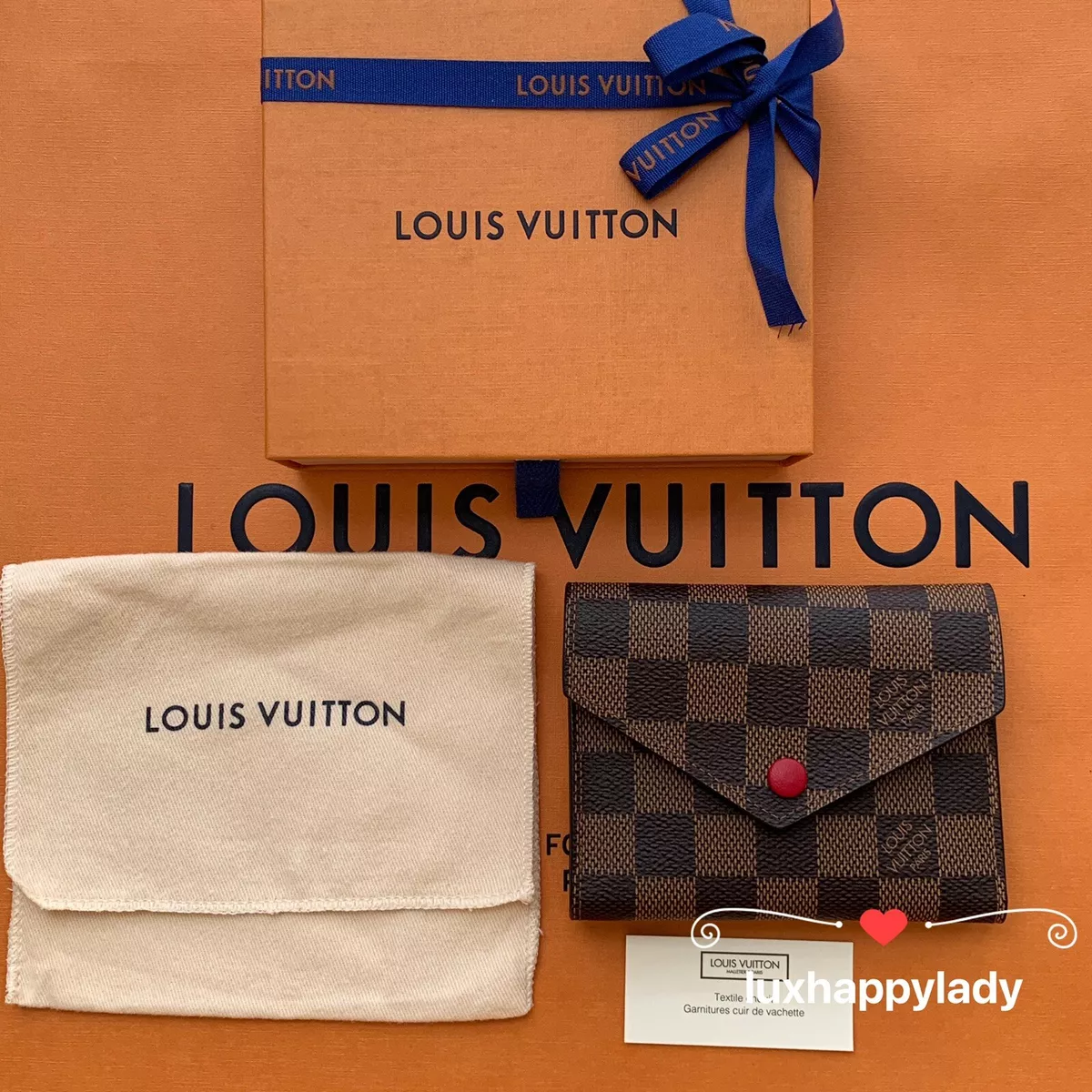 Louis Vuitton Victorine Wallet Damier Ebene Embroidery Brown