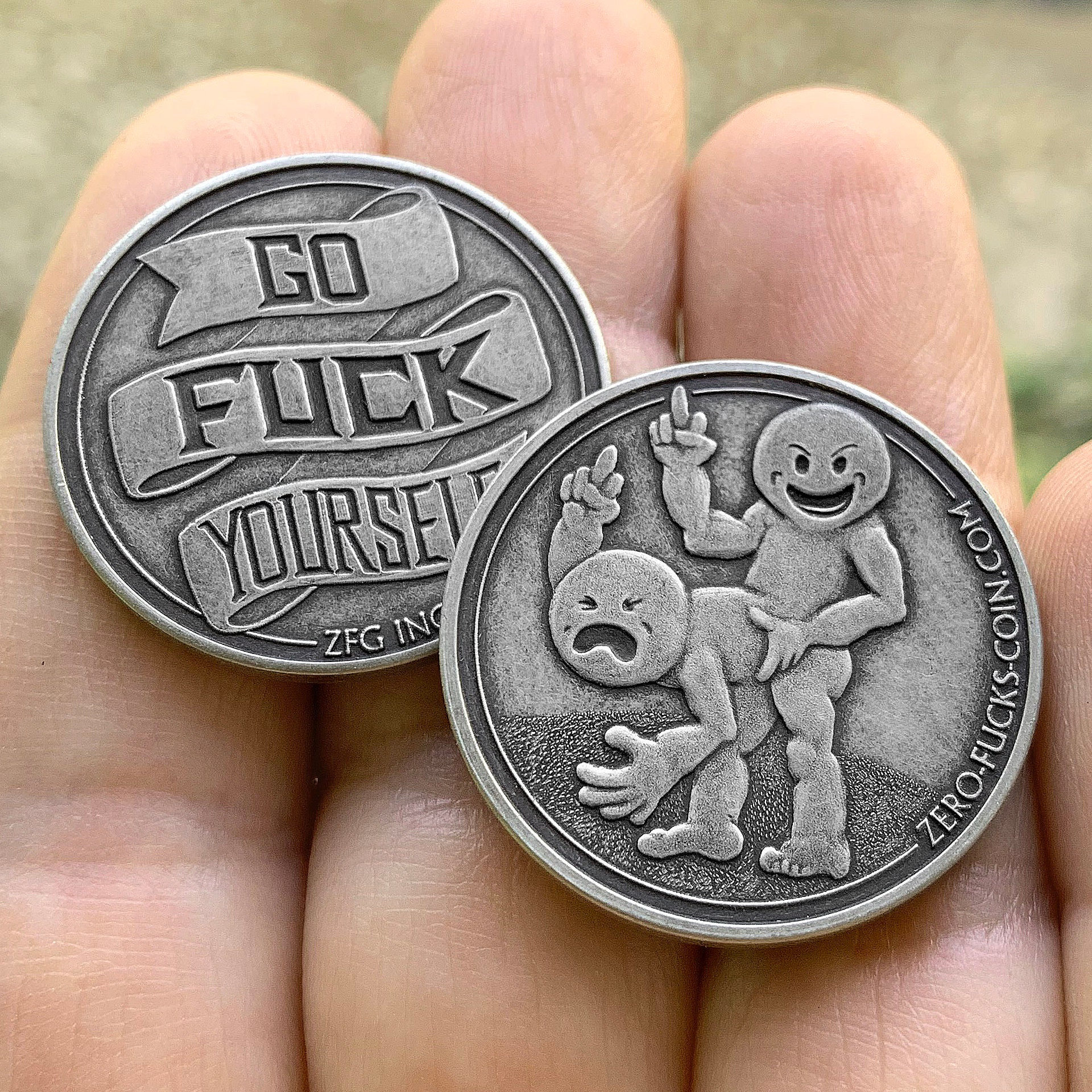 3D Printable zero f*cks given coin by AlAli