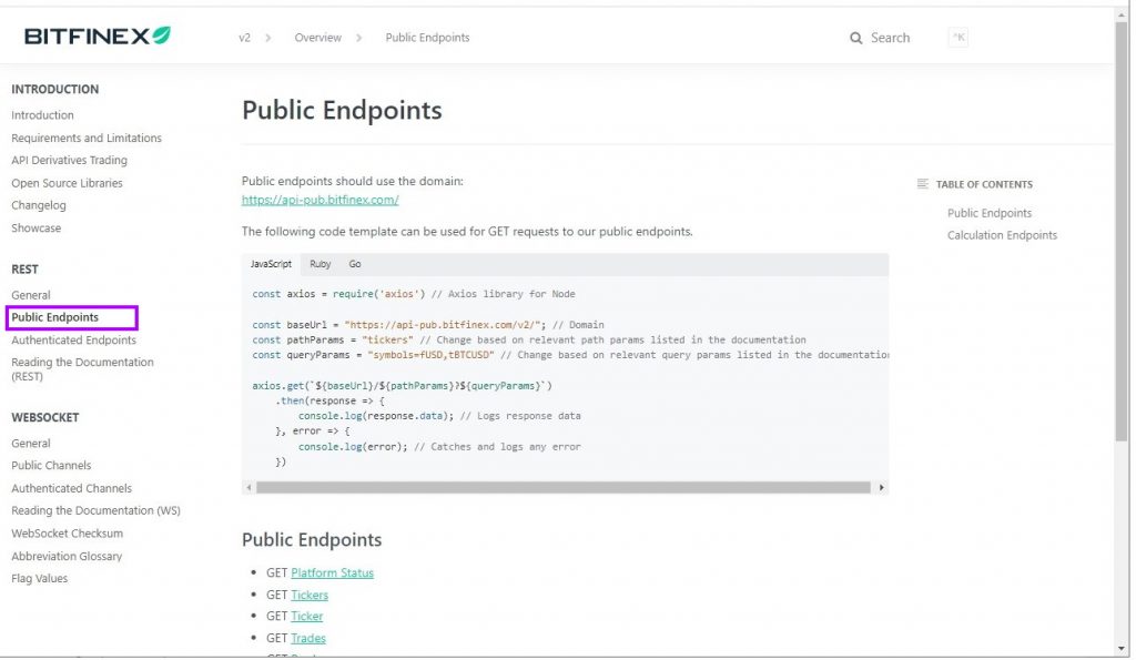 Connect Bitfinex API To Google Sheets [Integration] - Apipheny