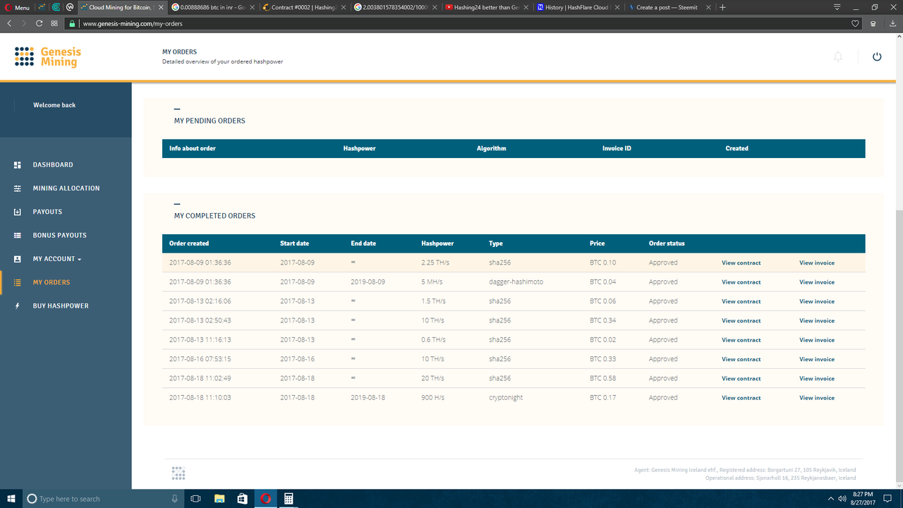 Hashflare Mining Profit Calculator for BTC, ETH, LTC, DASH and ZCASH