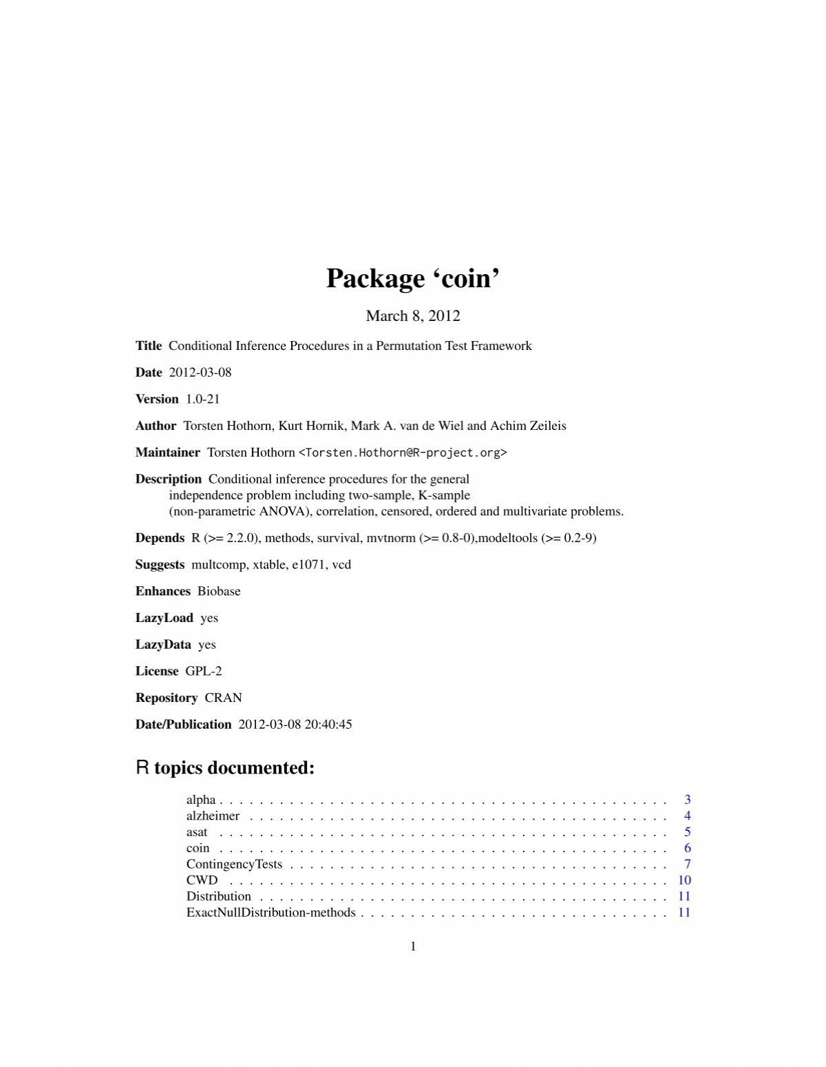 perm: perm-package – R documentation – Quantargo