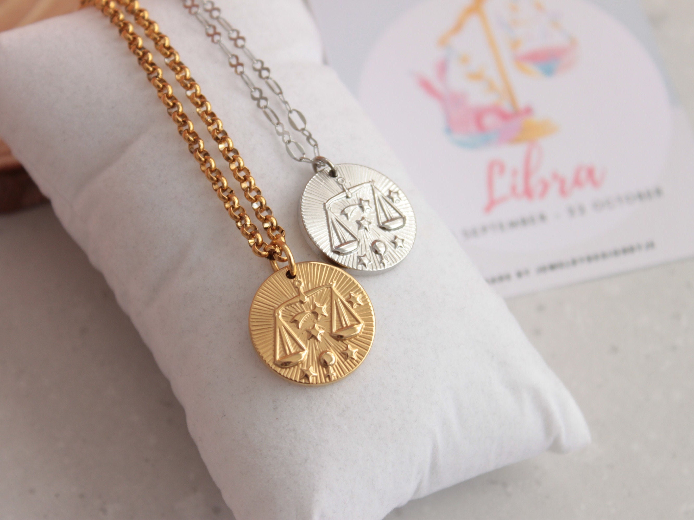 Libra Zodiac Gold Pendant Necklace | Astrid & Miyu Necklaces