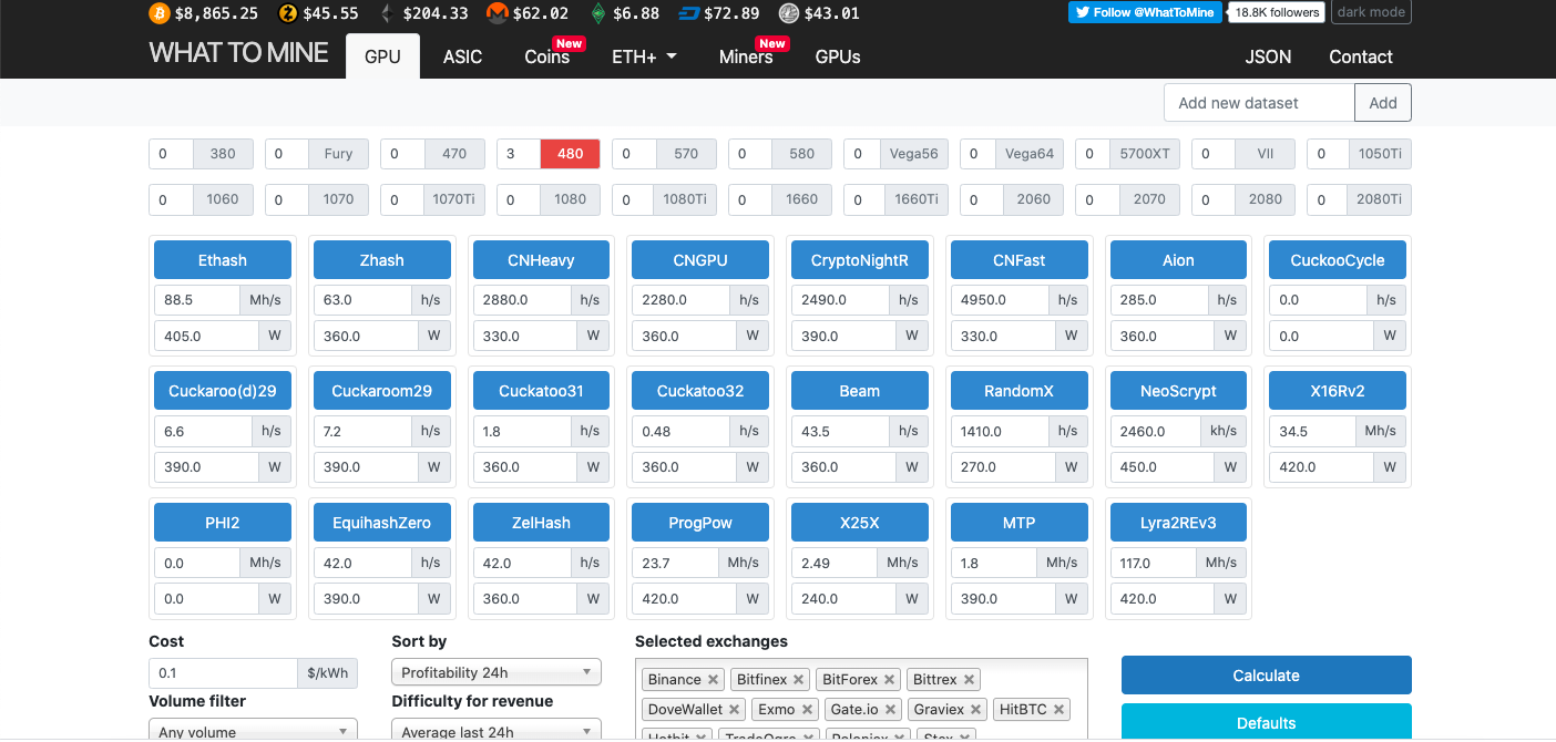 Ravencoin (RVN) mining profitability calculator