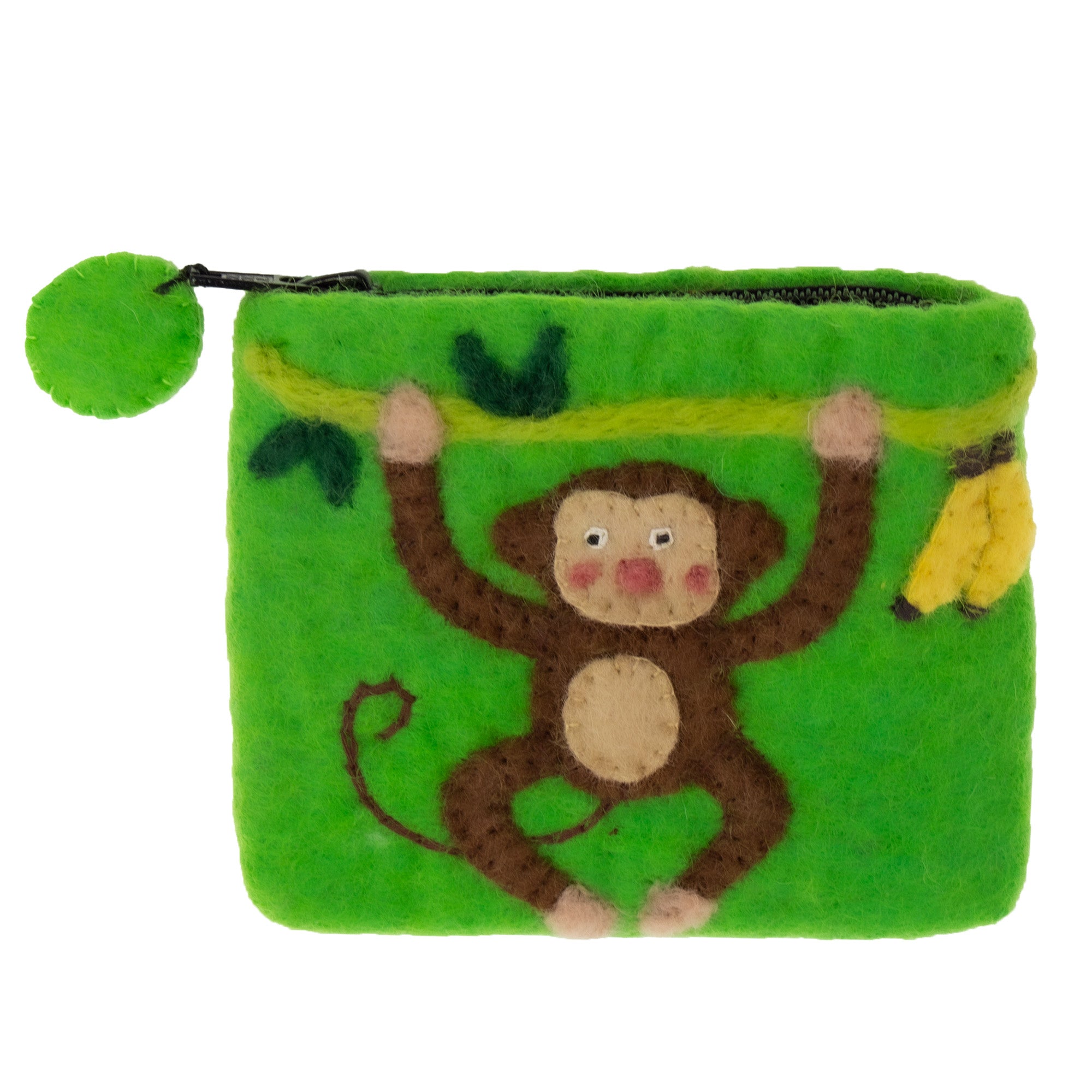 Green Sheep Design Felt Coin Purse For Women - Set Of 3