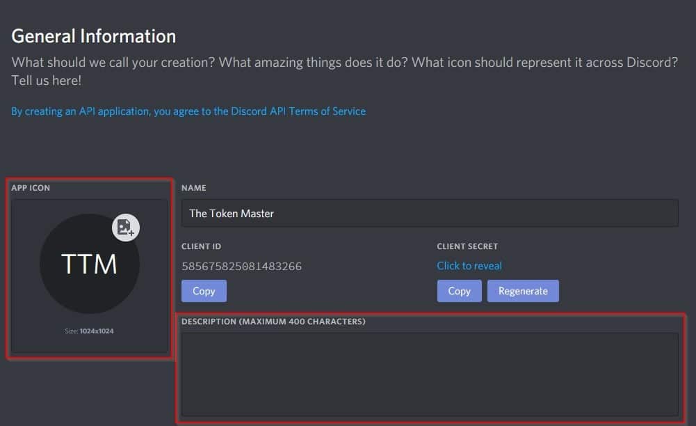 How to get a token for discord bot application