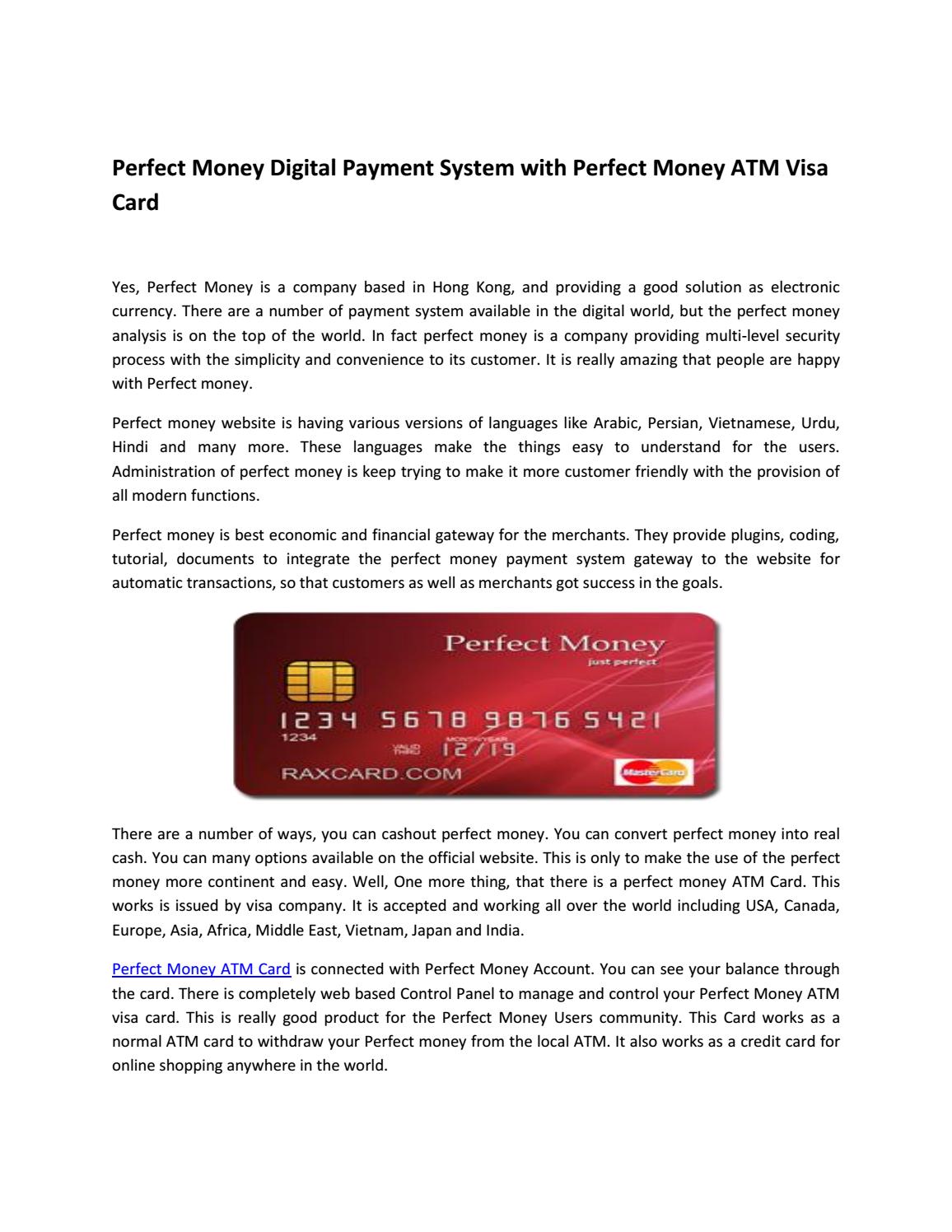 Perfect Money - new generation of Internet payment system. Payment processor for money transfer.