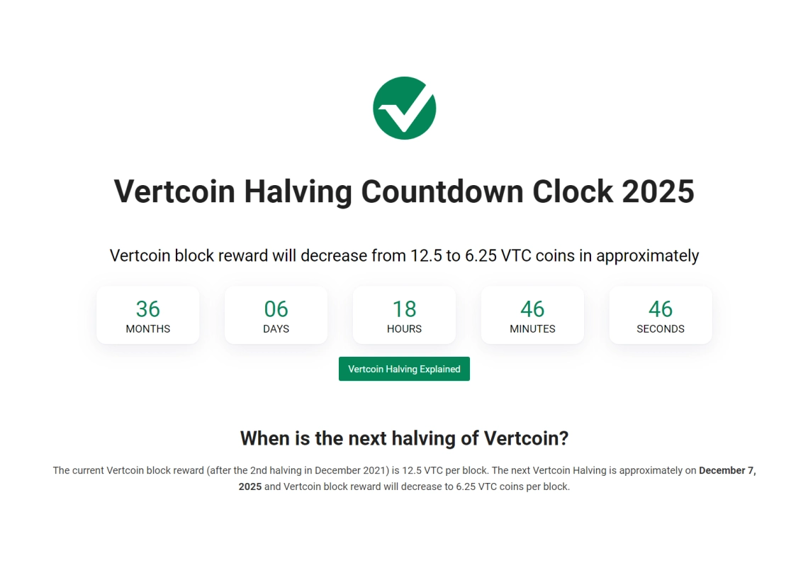 Vertcoin halving event due in seven days