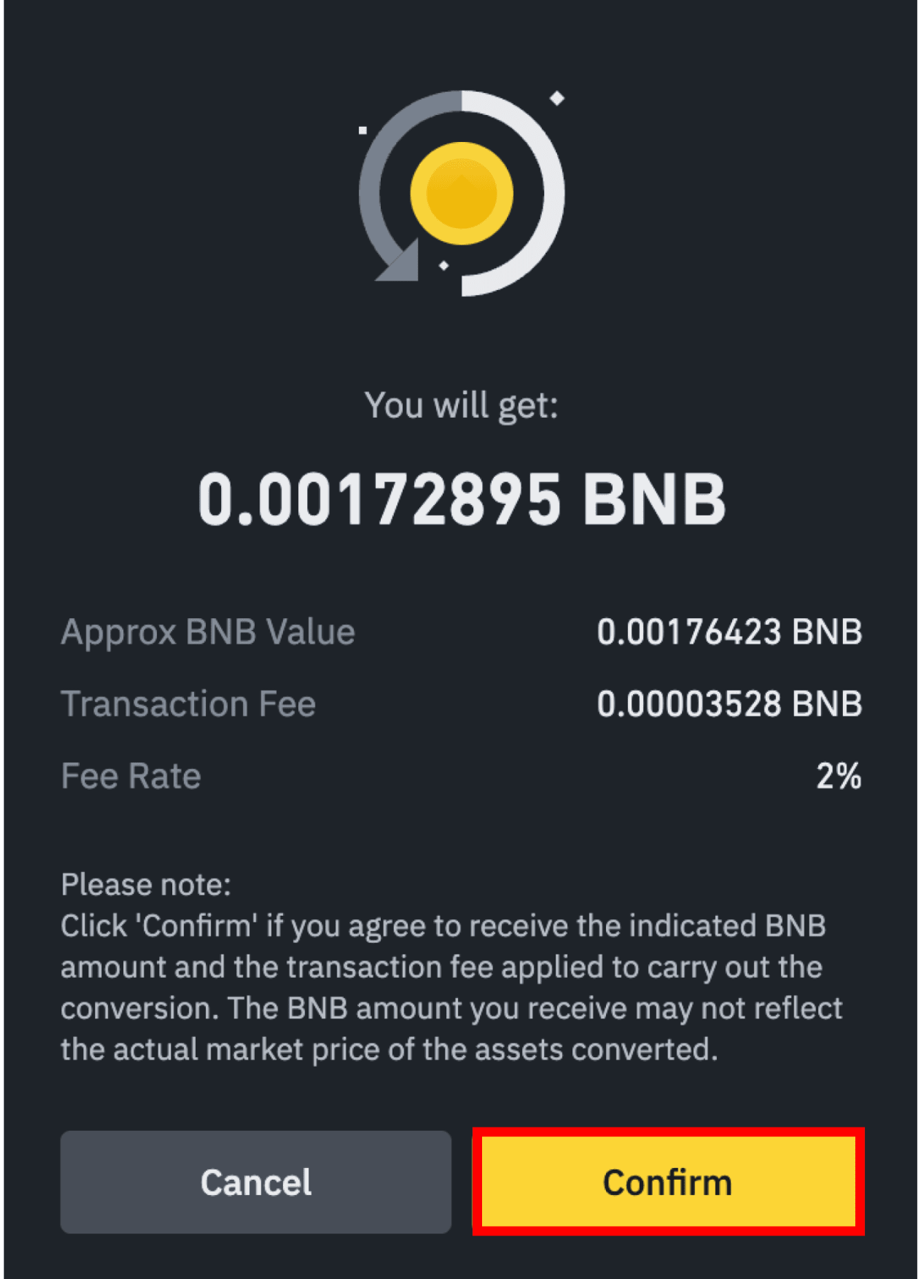 {binance} Dealing with Dust