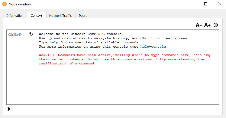 bitcoin-qt - Debug Window Console