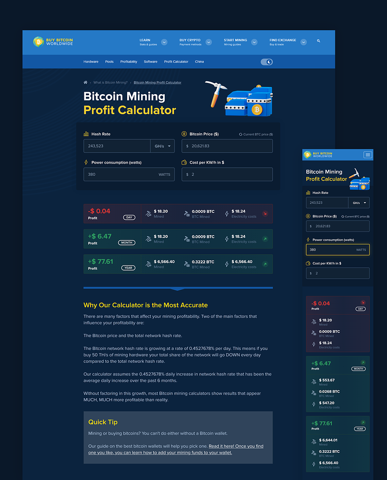 Bitcoin Mining Calculator - Advanced Mining - Advanced Mining