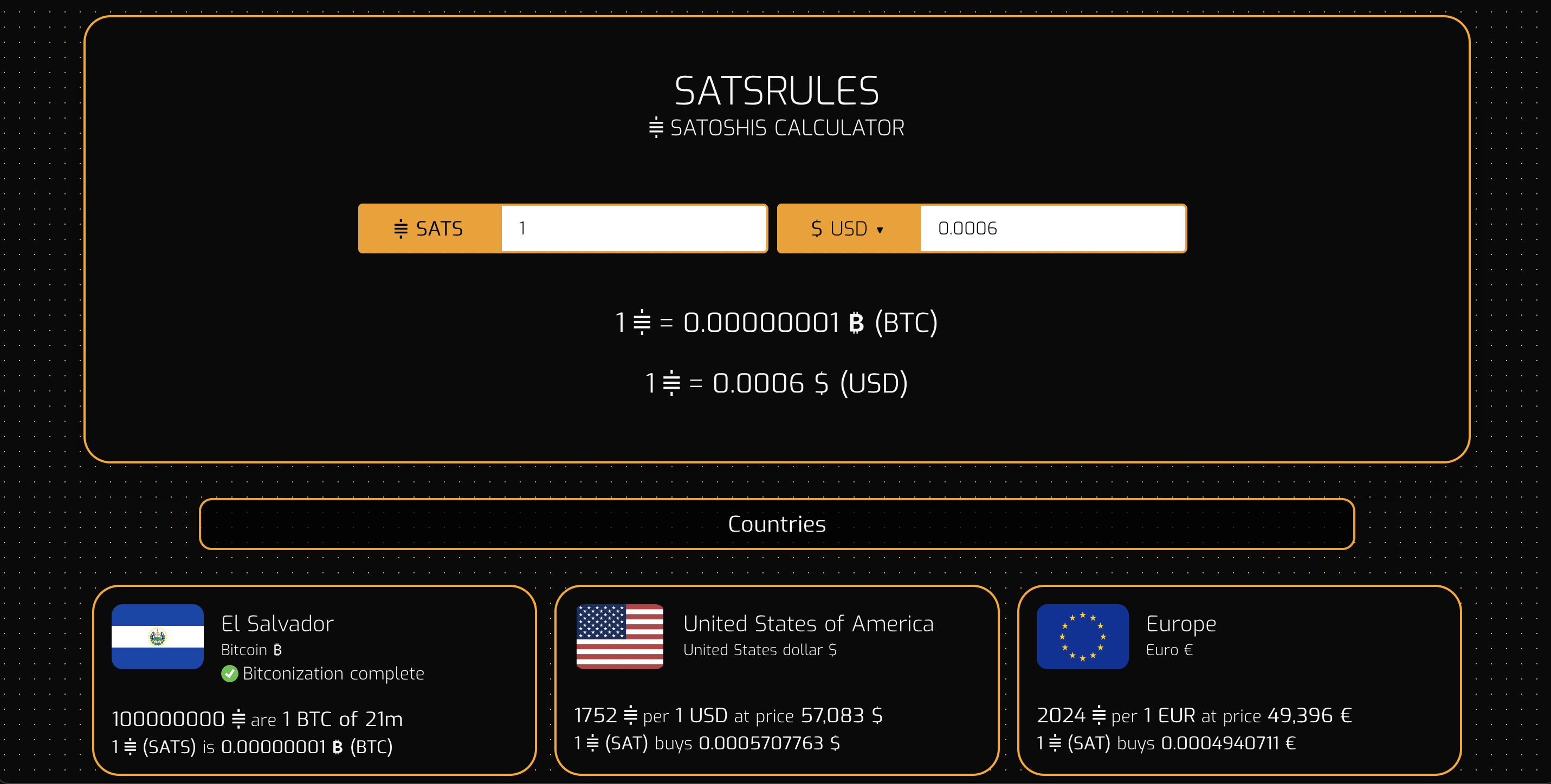 SATS to United States Dollar Converter | BITS TO USD