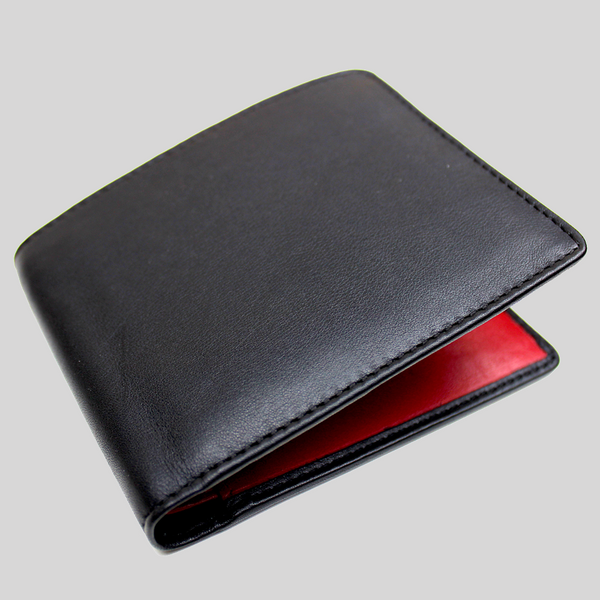 Full-Grain Leather Black/Red Wallet I GARRTEN