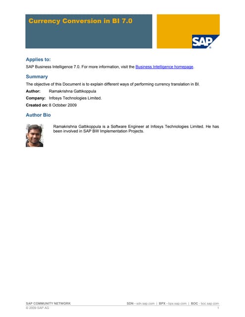 Currency Translation in SAP BW - SAP ABAP