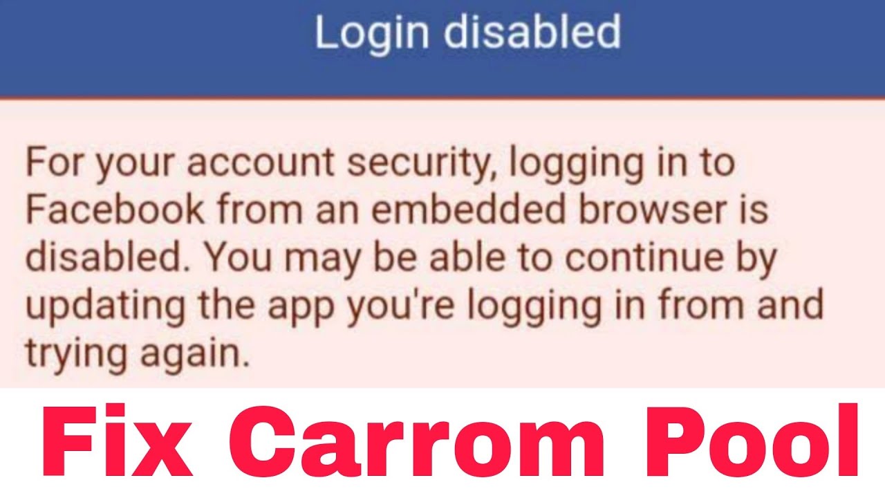 Carrom pool new update || fix Facebook login problem | Facebook, News update, Problem