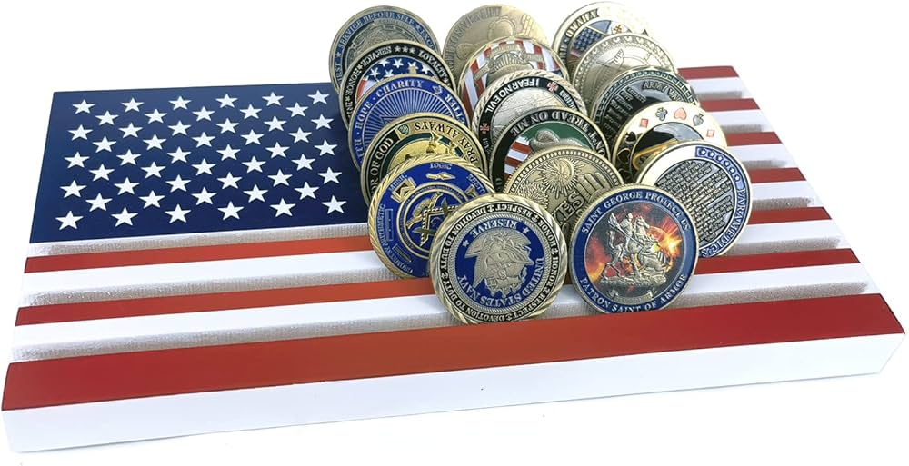 Challenge Coin Holder Wooden American Flag | Framed American Flag Art