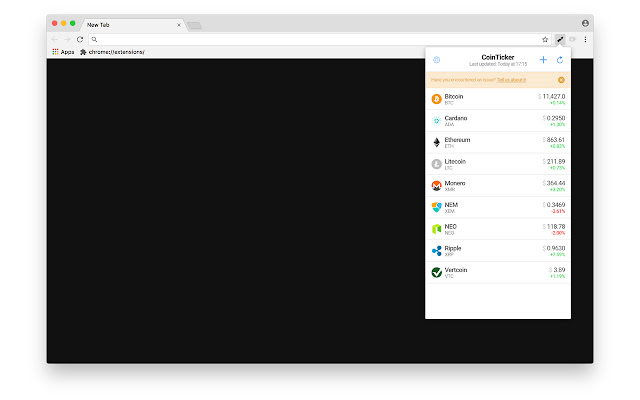 BTC Chrome Ticker Extension | Revolution UC