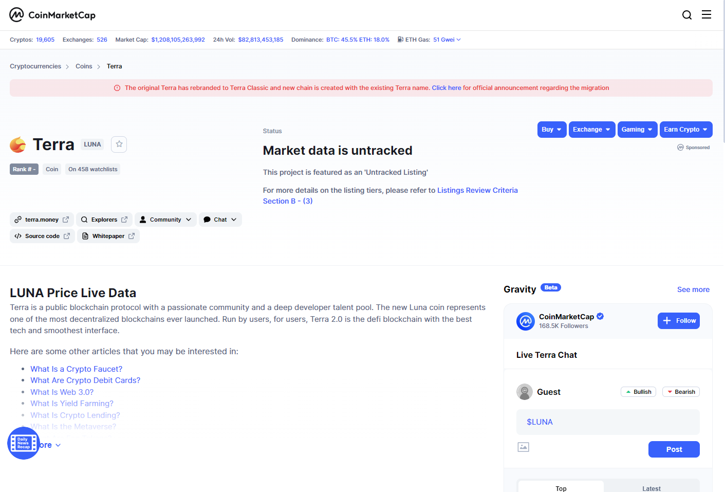 UST/BUSD Real-time On-chain PancakeSwap v2 (BSC) DEX Data