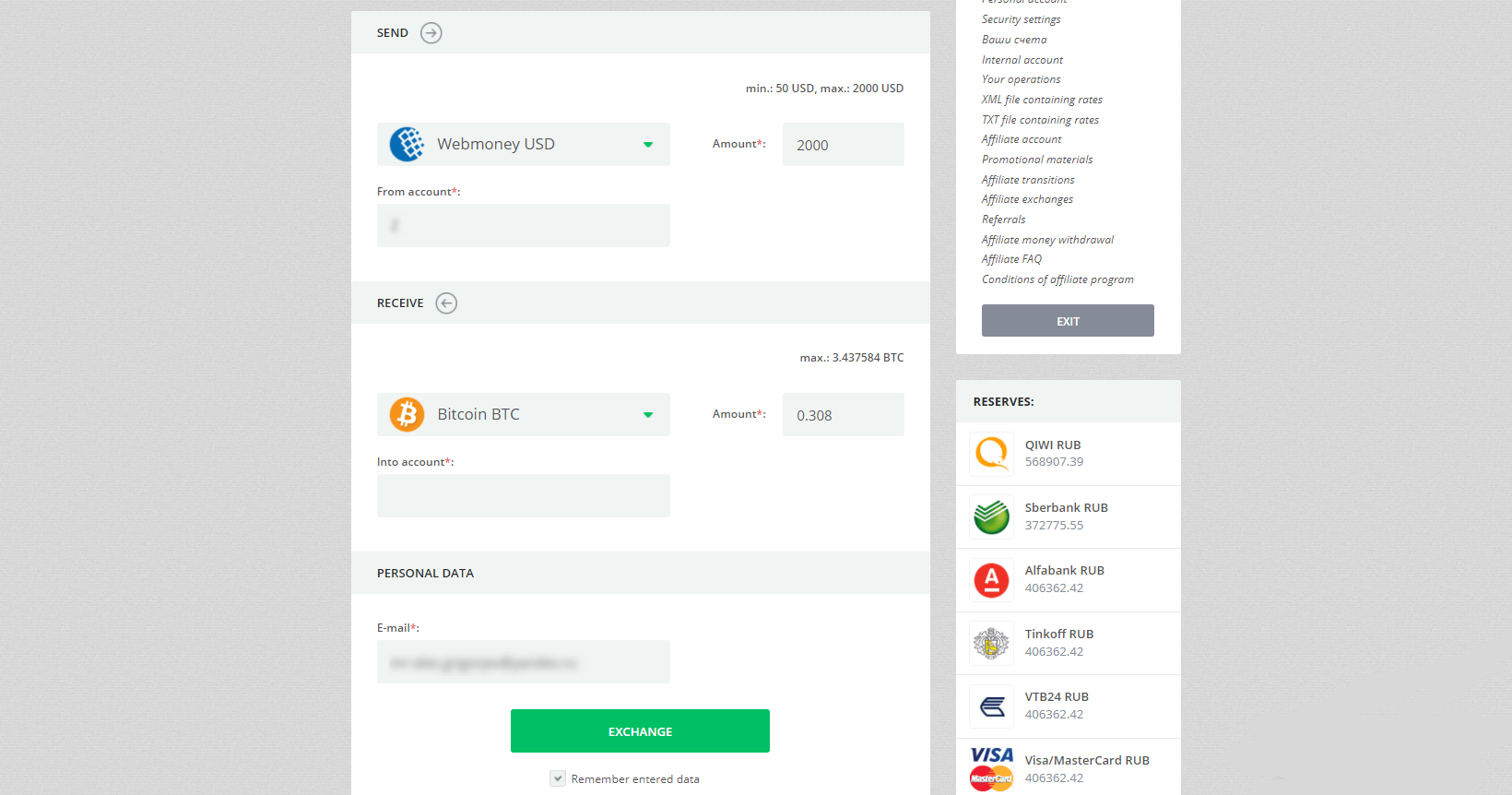 Exchange Webmoney WMZ to Bitcoin (BTC)