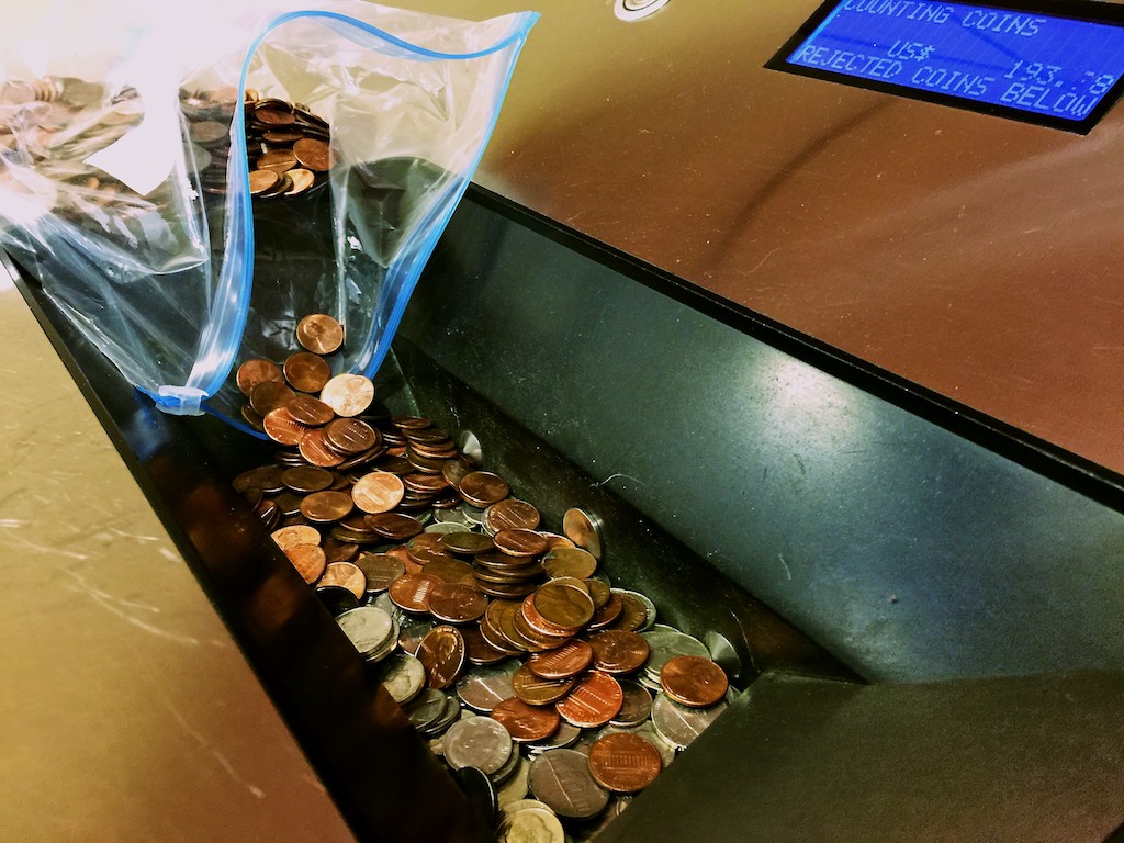 Cash in coins at Coinstar.