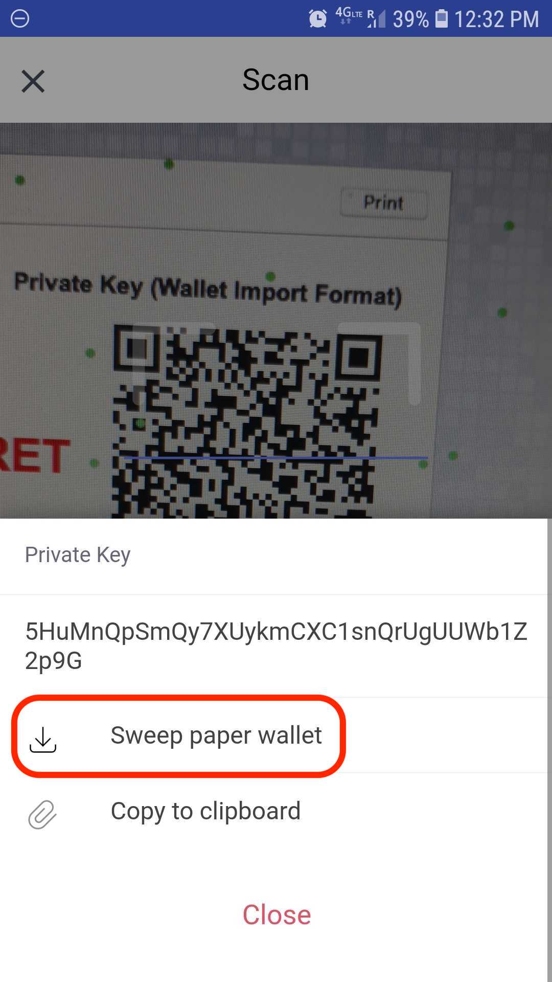 Sweep Paper Bitcoin Wallet Copay | Wampei Bitcoin Payments