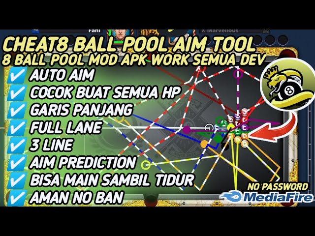 8 Ball Pool MOD APK Long Line, Auto Win, menu - Free Download