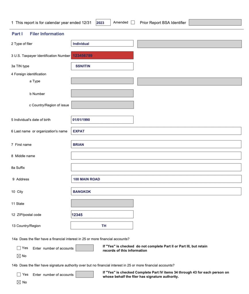 The Instructions for FBAR (FinCEN Form ) 